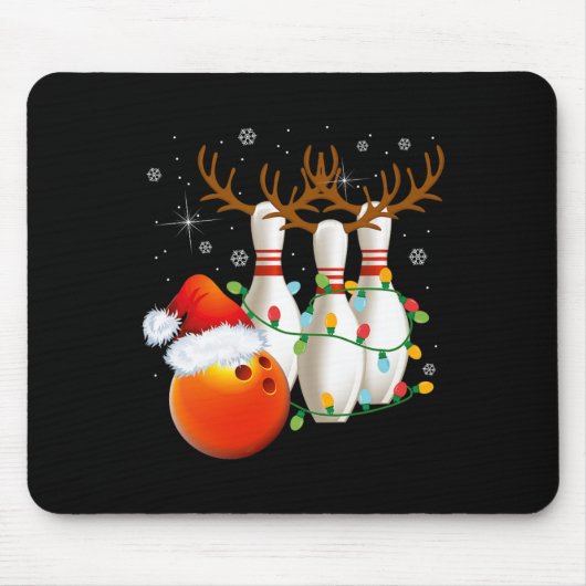 Bowling Gifts Kerstmis Bowling Kerstman Hoed Kerst Muismat (Voorkant)