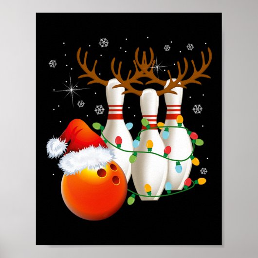Bowling Gifts Kerstmis Bowling Kerstman Hoed Kerst Poster (Voorkant)