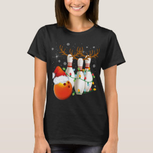 Bowling Gifts Kerstmis Bowling Kerstman Hoed Kerst T-shirt