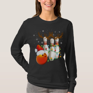 Bowling Gifts Kerstmis Bowling Kerstman Hoed Kerst T-shirt