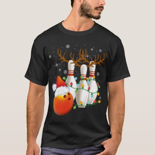 Bowling Gifts Kerstmis Bowling Kerstman Hoed Kerst T-shirt (Voorkant)