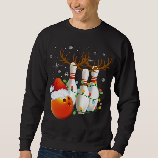 Bowling Gifts Kerstmis Bowling Kerstman Hoed Kerst Trui (Voorkant)