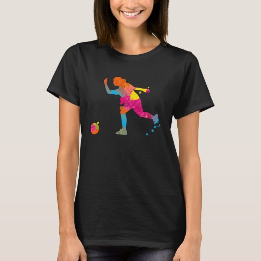 Bowling Girl Ball Pin Bowler Strike Bowling Fanati T-shirt (Voorkant)