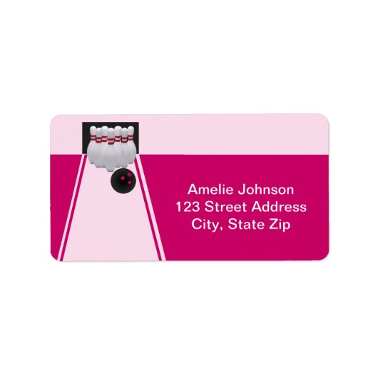 Bowling Girl Birthday-adres label (Voorkant)