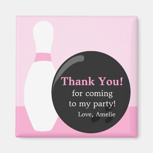Bowling Girl Birthday Party Bedankt Magnet (Voorkant)