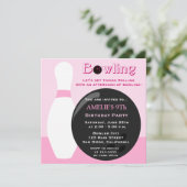 Bowling Girl Birthday Party Invitation Kaart (Staand voorkant)