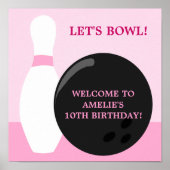 Bowling Girl Birthday Poster (Voorkant)