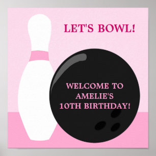 Bowling Girl Birthday Poster