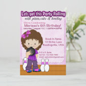 Bowling Girl Party Invite Kaart (Staand voorkant)