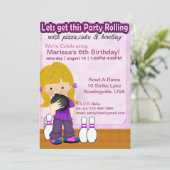 Bowling Girl Party Invite Kaart (Staand voorkant)