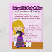 Bowling Girl Party Invite Kaart (Voorkant / Achterkant)