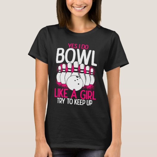 Bowling Girl Princess Pin Bowler Strike Bowling Fa T-shirt (Voorkant)