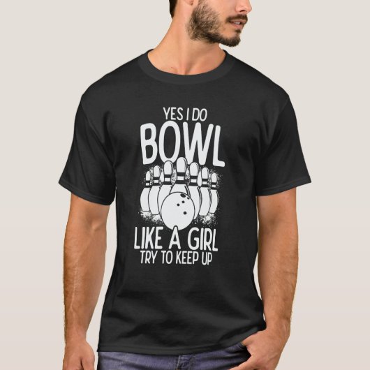 Bowling Girl Princess Pin Bowler Strike Bowling Te T-shirt (Voorkant)