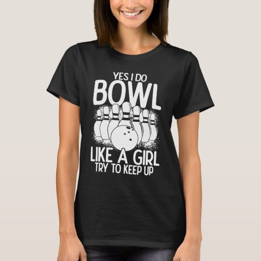 Bowling Girl Princess Pin Bowler Strike Bowling Te T-shirt (Voorkant)
