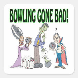 Bowling Gone Bad Vierkante Sticker