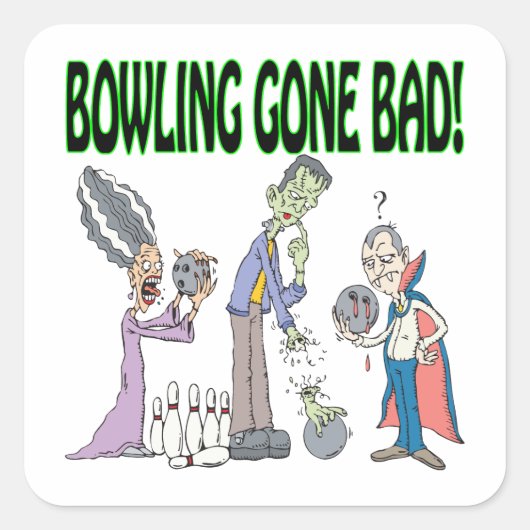 Bowling Gone Bad Vierkante Sticker (Voorkant)
