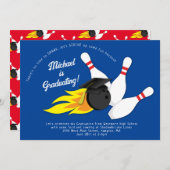 Bowling Graduation Party Invitation Kaart (Voorkant / Achterkant)