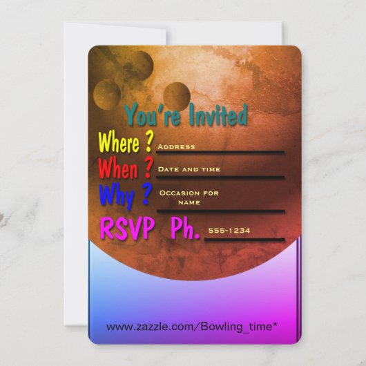 Bowling Graduation Party Kaart (Achterkant)