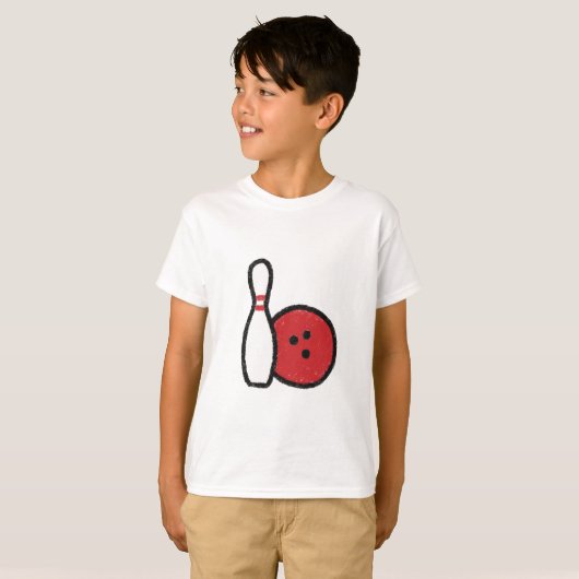 Bowling Graphic-T-shirt | Bowling Pin Red Bowling  T-shirt (Voorkant volledig)