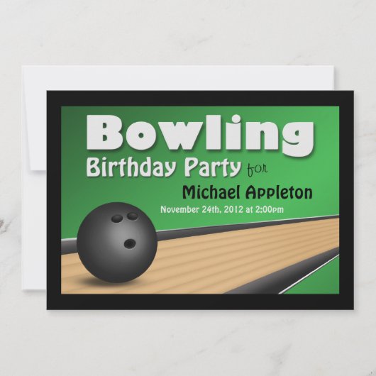 Bowling - Green Birthday Party uitnodigingen (Voorkant)