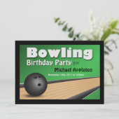 Bowling - Green Birthday Party uitnodigingen (Staand voorkant)