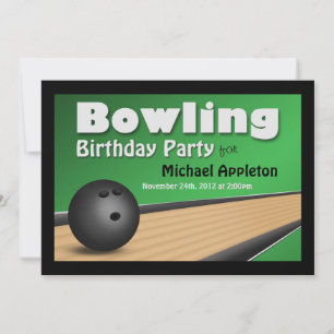 Bowling - Green Birthday Party uitnodigingen