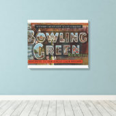 Bowling Green, Kentucky - Grote lettertjes Canvas Afdruk (Insitu (Houten vloer))