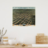 Bowling Green, KY Panoramic Map - 1871 Poster (Keuken)