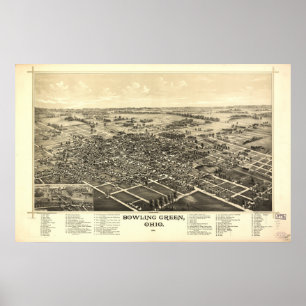 Bowling Green Ohio 1888 Antiek Panorama Poster