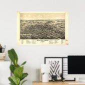 Bowling Green Ohio 1888 Antiek Panorama Poster (Thuiskantoor)