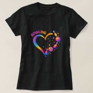 Bowling Hart Kleurrijke Bowling Pin Liefhebbers T-shirt