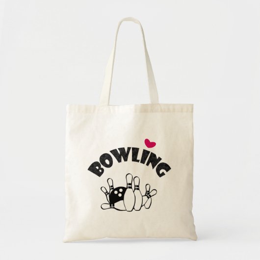 Bowling Heart Pins en Ball B&W Tote Bag (Voorkant)