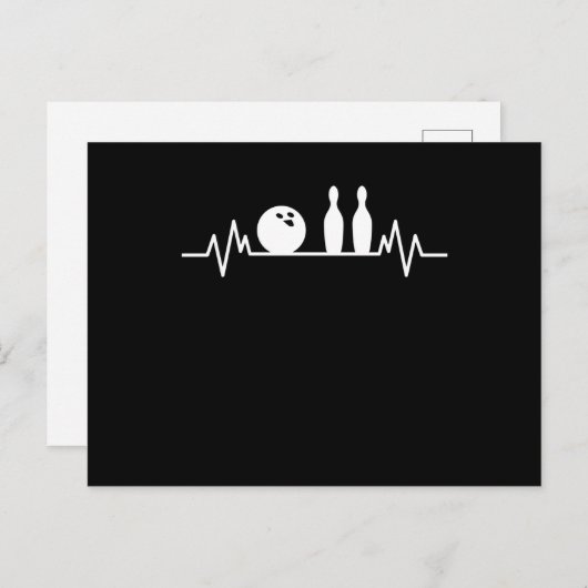 Bowling Heartbeat Bowler toont Bowling Player Gift Briefkaart (Voorkant / Achterkant)