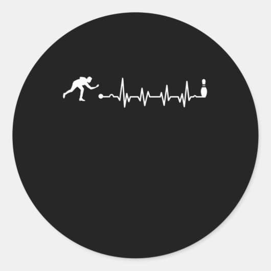Bowling Heartbeat Bowlers Schittles Gift Ronde Sticker (Voorkant)