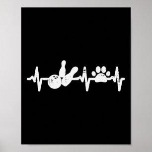 Bowling Heartbeat Dog Cat Paw Schattige Pet Bowler Poster