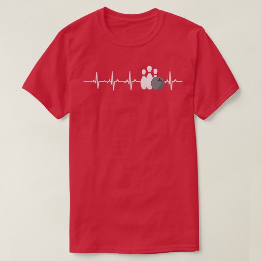 Bowling Heartbeat Funny Bowler League Team geeft m T-shirt (Design voorkant)