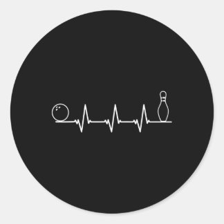 Bowling Heartbeat Funny Bowling Gift Ronde Sticker