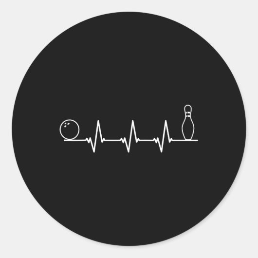 Bowling Heartbeat Funny Bowling Gift Ronde Sticker (Voorkant)