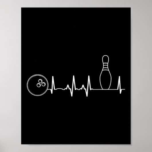 Bowling Heartbeat Graphic Grappig Bowling Team Coa Poster (Voorkant)