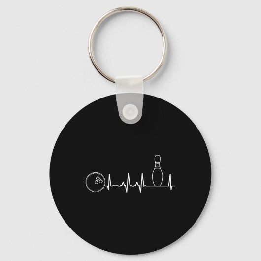 Bowling Heartbeat Graphic Grappig Bowling Team Coa Sleutelhanger (Voorkant)
