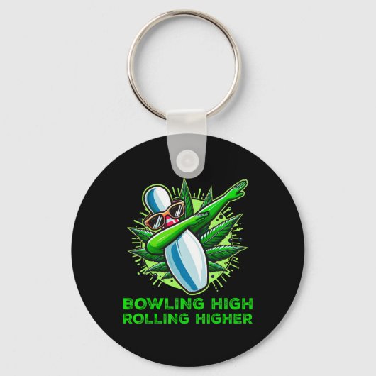Bowling High Rolling Hoger Grappig Weed Bowling Da Sleutelhanger (Voorkant)