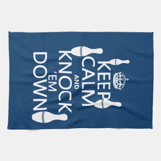 Bowling Houd kalm en sla ze omlaag - alle kleuren Theedoek (Horizontaal)