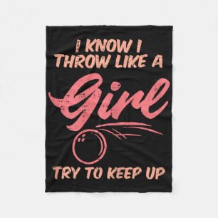 Bowling Ik Gooi Als Meisje Sport Bowler Vrouwen Ti Fleece Deken