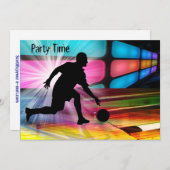 Bowling in een Neon Alley Invite Kaart (Voorkant / Achterkant)
