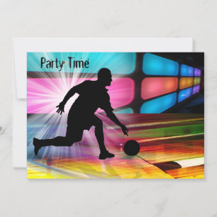 Bowling in een Neon Alley Invite Kaart