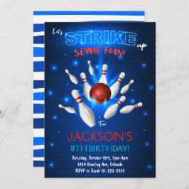 Bowling Invitation, Bowling Birthday Invite Kaart