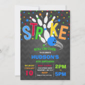 Bowling Invitation Bowling Birthday Party Strike Kaart (Voorkant)
