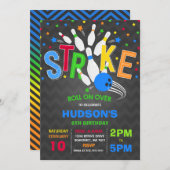 Bowling Invitation Bowling Birthday Party Strike Kaart (Voorkant / Achterkant)