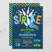 Bowling Invitation Bowling Birthday Party Strike Kaart (Voorkant / Achterkant)