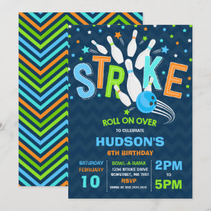 Bowling Invitation Bowling Birthday Party Strike Kaart